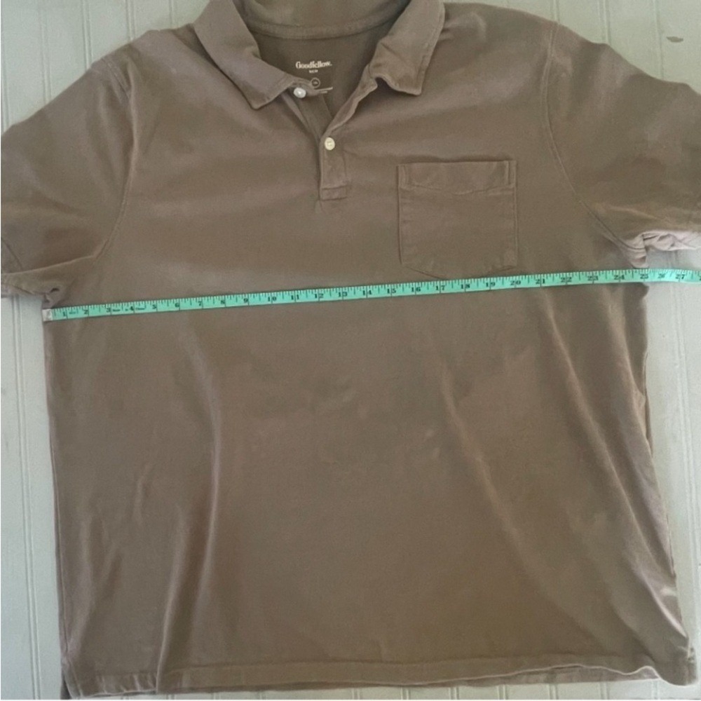 Goodfellow Short Sleeve Polo Shirt Mens XXL Light Brown Vintage Soft Cotton - Picture 7 of 8